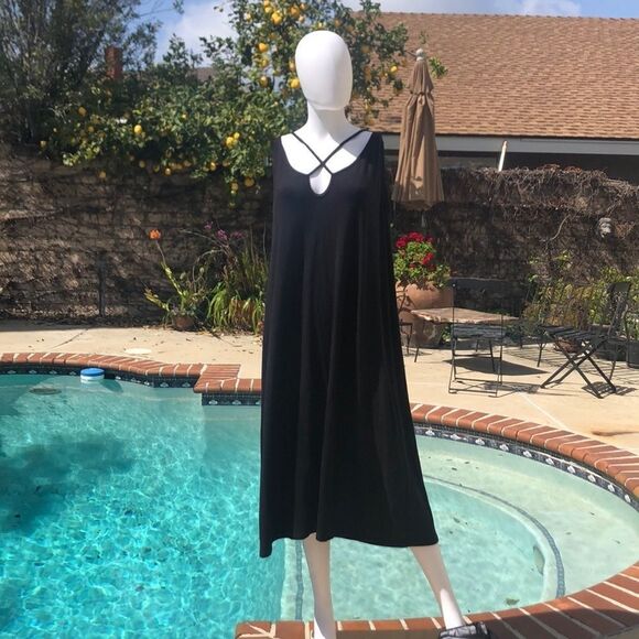 Sejour Black Cross Back Tank Dress Sz 0X - Picture 2 of 8